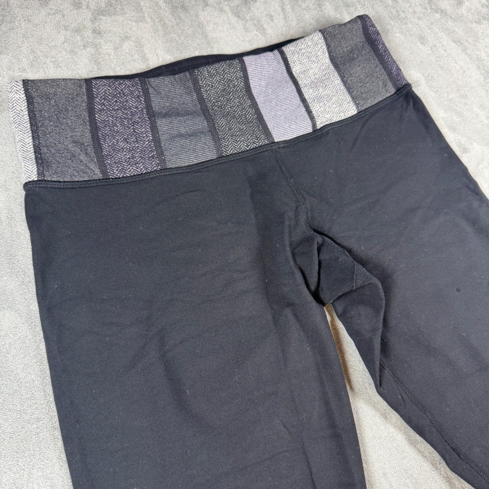 Lululemon Wunder Under‎ Leggings Size 6 Black Patterned Waistband Yoga Pants
